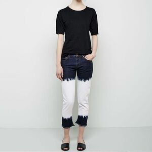 Isabel Marant Etoile Pradley Dip Dye Crop Jeans Colorblock Blue White Size 34 2